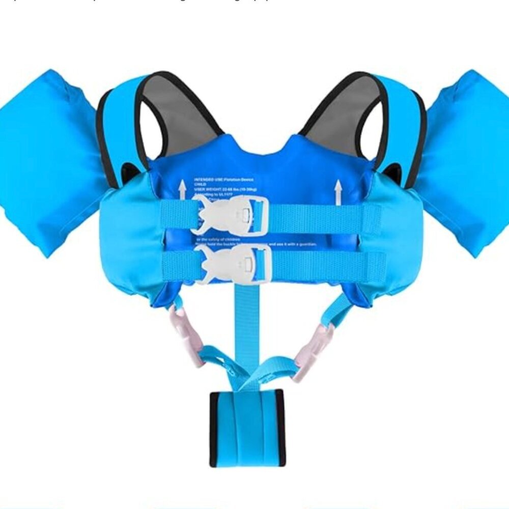 🦈 Chriffer Blue Shark Kids Swim Vest Life Jacket 30-55 lbs Toddler Floaties - Picture 2 of 7